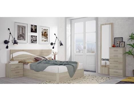 CONJUNTO DE DORMITORIO LUNA 2 MESITAS+CABECERO+ESPEJO+SINFONIER