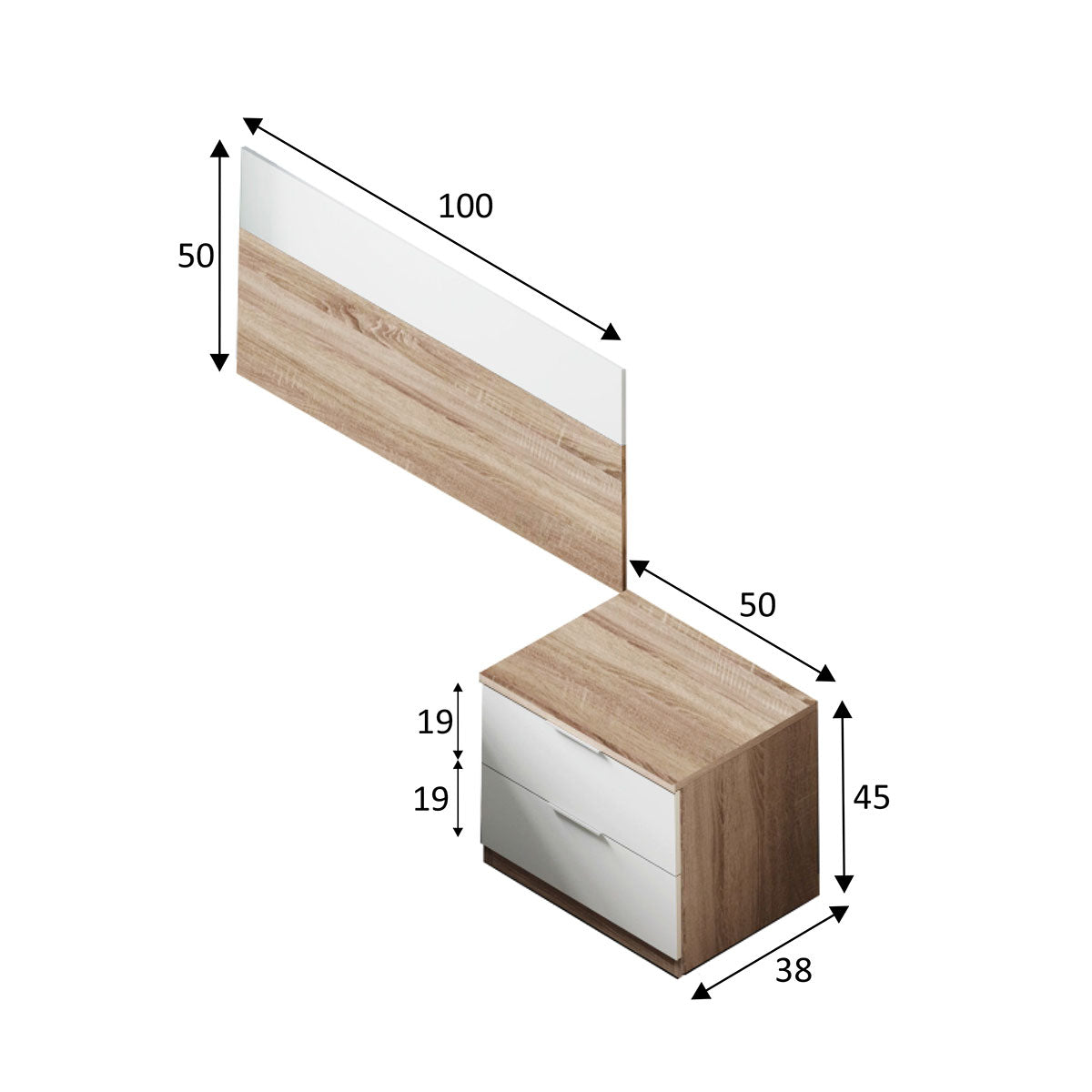 CONJUNTO JUVENIL DE CABECERO + 1 MESITA LUCA