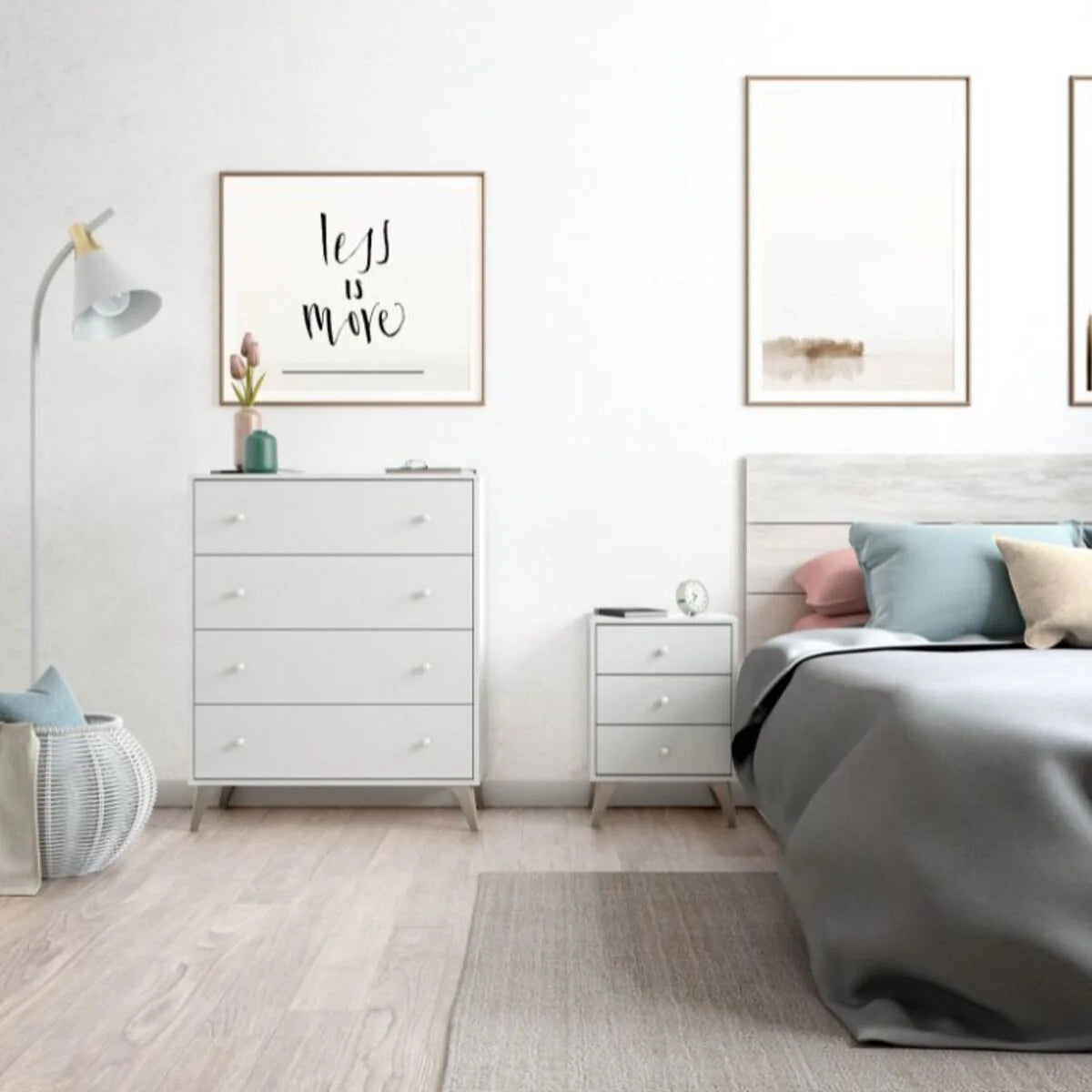 MESITA DE NOCHE BLANCA NORDICA