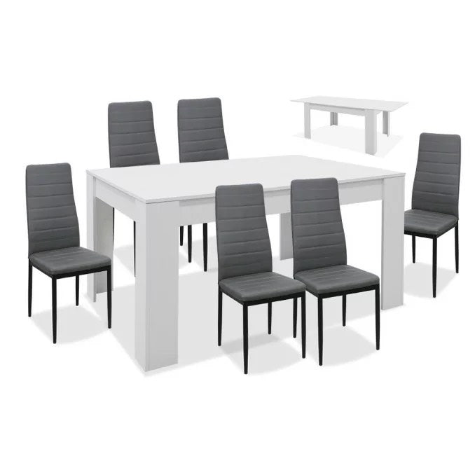 juego de comedor con mesa blanca