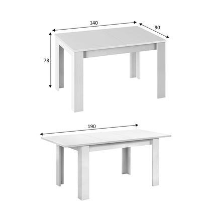 MESA DE COMEDOR BLANCO MATE EXTENSIBLE SAHARA