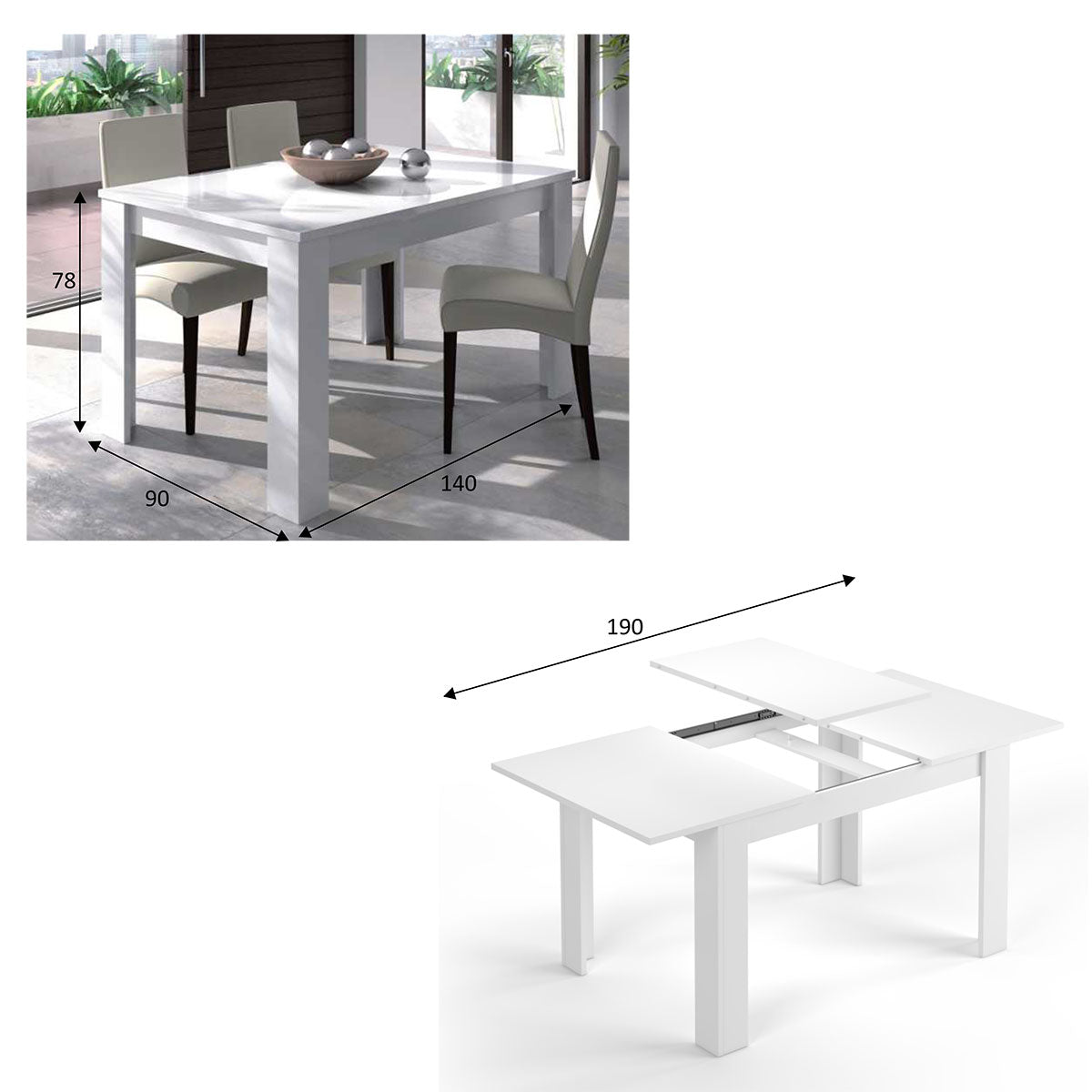 MESA DE COMEDOR BLANCO LACADO MILANO