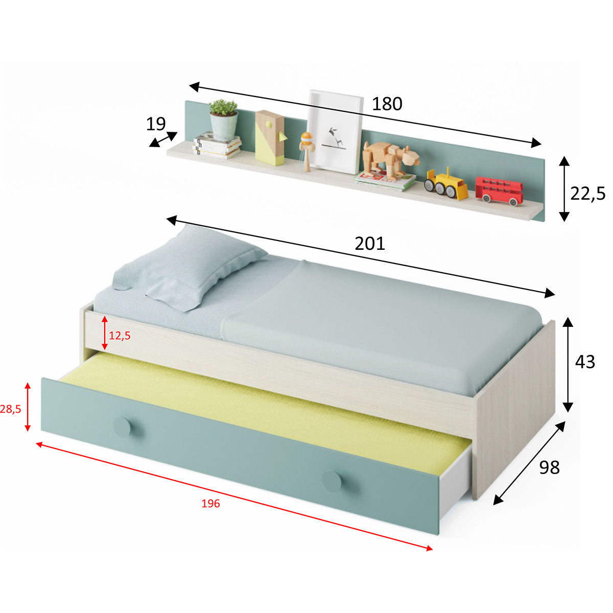 CAMA JUVENIL NIDO CON CAJÓN BELEN