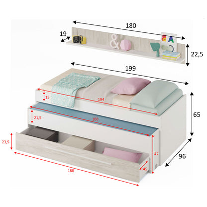 CAMA NIDO CON CAJONES Y ESTANTE  TORONTO