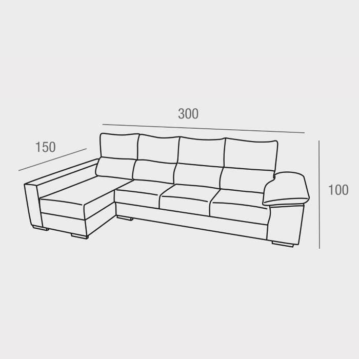 SOFA CHAISELONGUE 300cm LEON