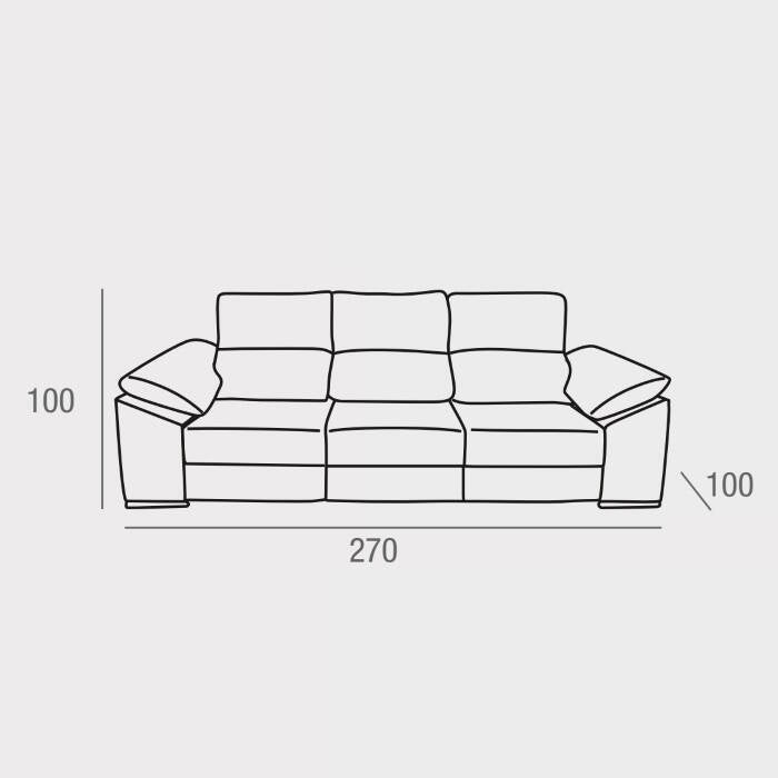 SOFA 3 PLAZAS CARRO DESLIZANTE 2,70cm AMARGO GRIS