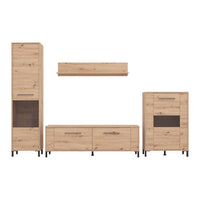 MUEBLE DE SALON 299CM CON VITRINA Y BODEGUERO ANNA