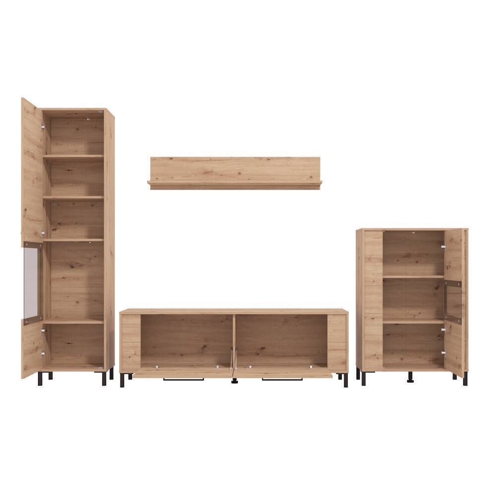 MUEBLE DE SALON 299CM CON VITRINA Y BODEGUERO ANNA