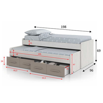 CAMA NIDO JUVENIL CON CAJONES ARES PLUS