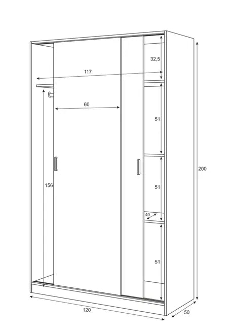 ARMARIO  CORREDERA 120X200 PLUS