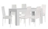 MESA DE COMEDOR EXTENSIBLE CON 6 SILLAS EN POLIPIEL ROYAL