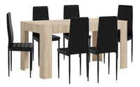 MESA DE COMEDOR EXTENSIBLE CON 6 SILLAS EN POLIPIEL ROYAL