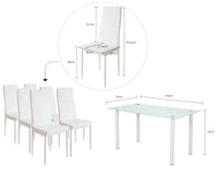 MESA DE CRISTAL CON 6 SILLAS EN POLIPIEL PRISMA