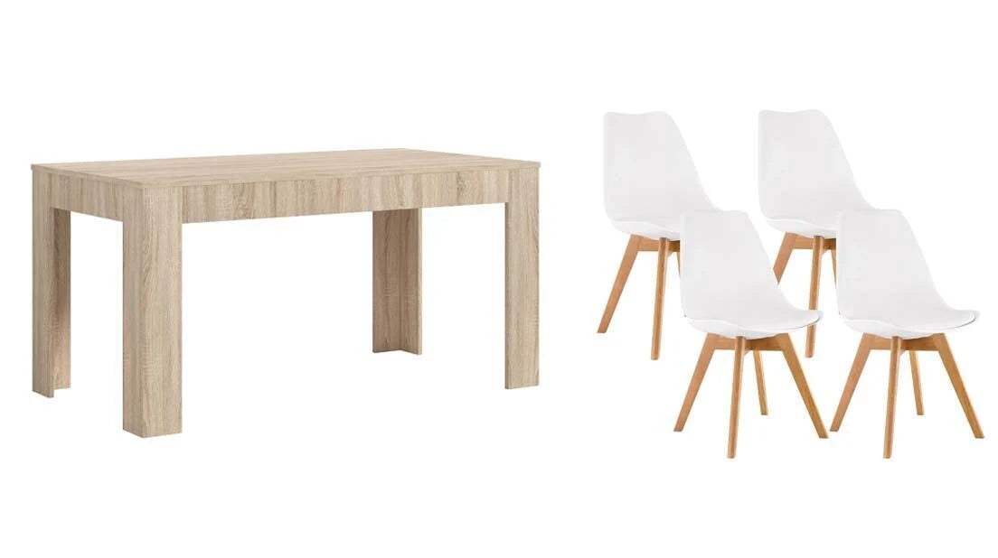 CONJUNTO MESA DE COMEDOR O COCINA CON 4 SILLAS ESTELA