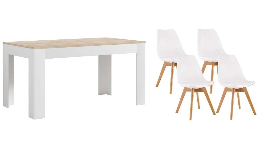 CONJUNTO MESA DE COMEDOR O COCINA CON 4 SILLAS ESTELA