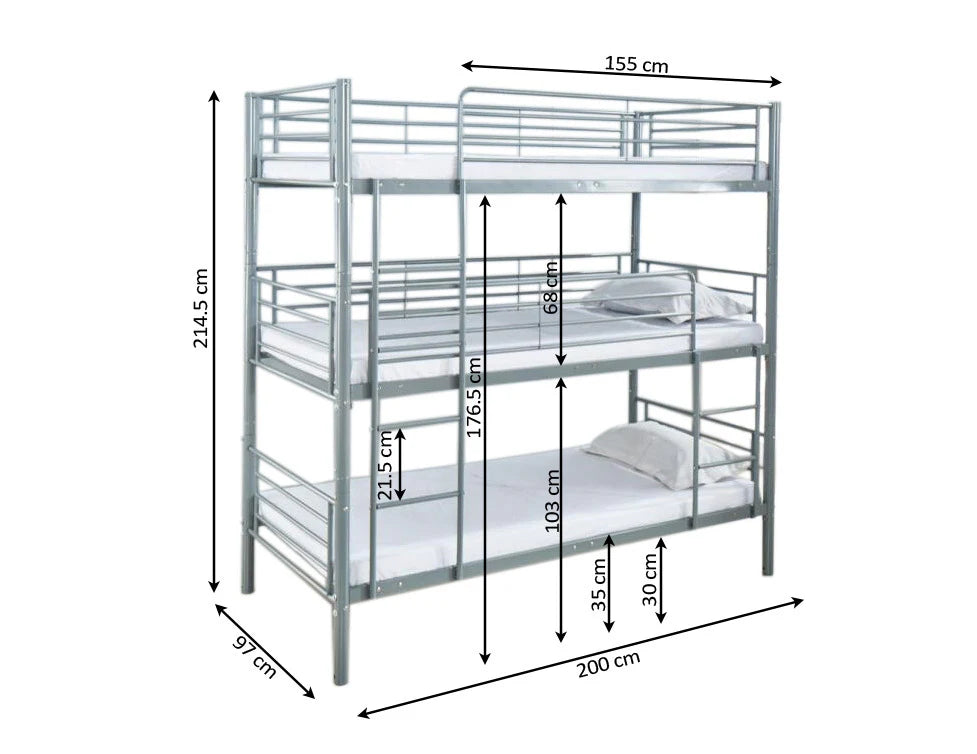 LITERA TRIPLE METALICA 90x190