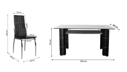 MESA DE CRISTAL CON 6 SILLAS POLIPIEL