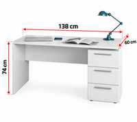 ESCRITORIO BLANCO CON 3 CAJONES 138CM