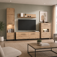 MUEBLE DE SALON 299CM CON VITRINA Y BODEGUERO ANNA