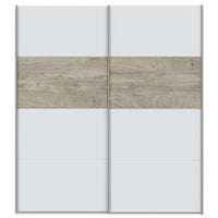 ARMARIO CON 2 PUERTAS CORREDERAS BLANCO Y ROBLE 180X200CM