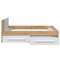 CAMA JUVENIL NOA CABECERO Y CAJONES COLOR ROBLE Y BLANCO  90X190 CM