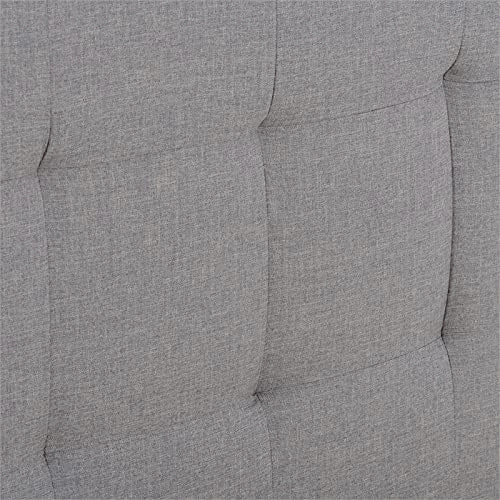 CAMA DE MATRIMONIO TAPIZADA GRIS CON CABECERO CAPITONE 150