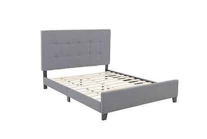 CAMA DE MATRIMONIO TAPIZADA GRIS CON CABECERO CAPITONE 150