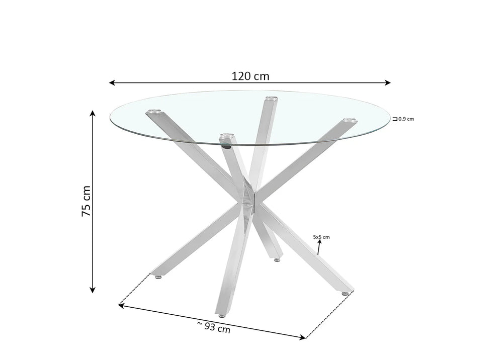MESA DE COMEDOR REDONDA DE CRISTAL TEMPLADO Z