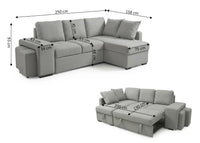 SOFÁ CAMA CON CHAISELONGUE 250cm GRIS