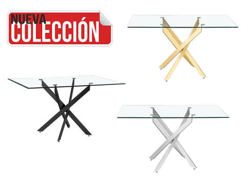 MESA DE COMEDOR CON CRISTAL NENCY