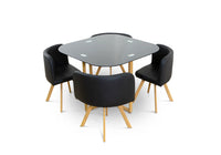 MESA DE CRISTAL TEMPLADO + 4 SILLAS VALENCIA