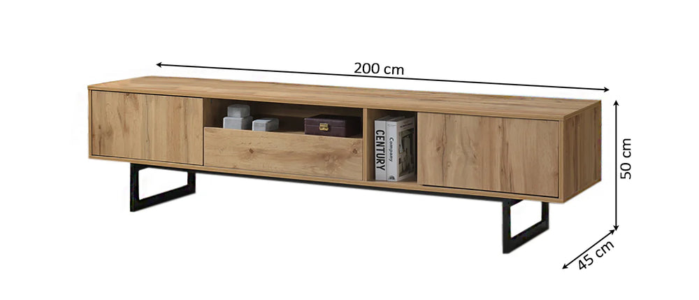 MUEBLE BAJO TV Y CAJON LUNA 200cm