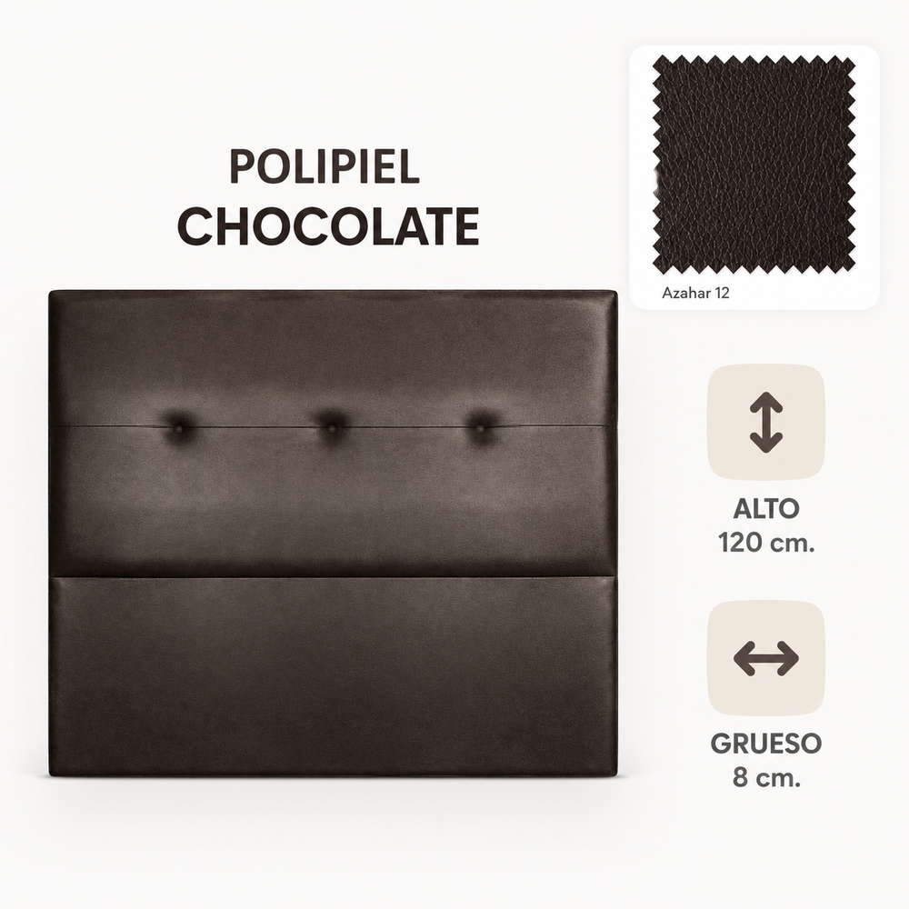 Cabecero Tapizado Polipiel Chocolate 160x120x8 cm | Elegancia y Confort para tu Dormitorio