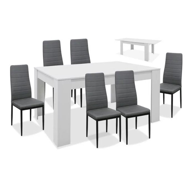 juego de comedor con mesa blanca