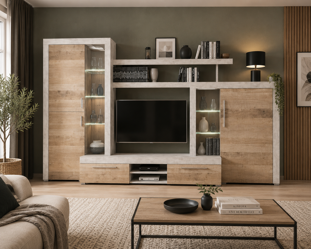 MUEBLE DE SALON MODERNO CON LED TIFON
