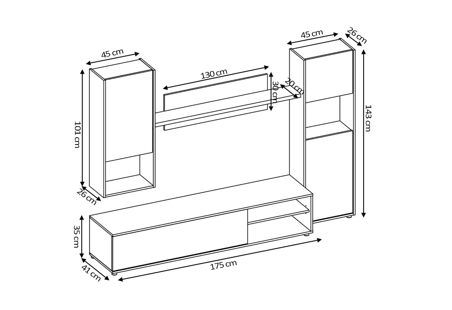 MUEBLE DE SALON 220cm MERI