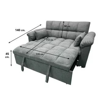 SOFA CAMA PEQUEÑO GRIS 160CM GIJON