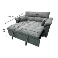 SOFA CAMA PEQUEÑO GRIS 160CM GIJON
