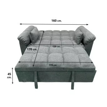 SOFA CAMA PEQUEÑO GRIS 160CM GIJON